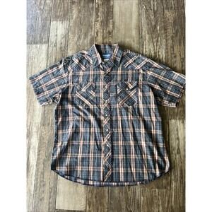 Vintage Wrangler Pearl Snap Shirt Mens Size   XXL Plaid Short Sleeve Western‎